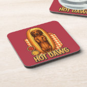 Hot Dawg Funny Dachshund Hot Dog Parody Cute Dog  コースター (左側)