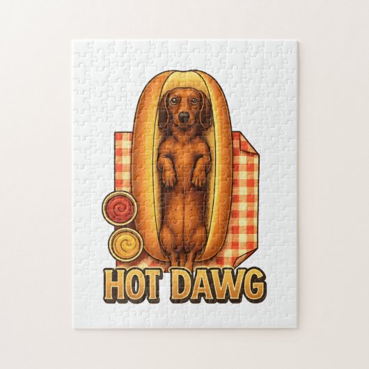 Hot Dawg Funny Dachshund Hot Dog Parody Cute Dog ジグソーパズル (縦)