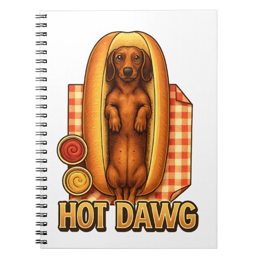 Hot Dawg Funny Dachshund Hot Dog Parody Cute Dog  ノートブック (正面)