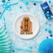 Hot Dawg Funny Dachshund Hot Dog Parody Cute Dog ペーパープレート (パーティー)