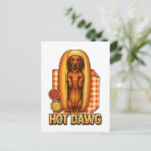 Hot Dawg Funny Dachshund Hot Dog Parody Cute Dog  ポストカード (スタンド正面)
