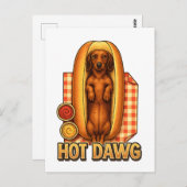 Hot Dawg Funny Dachshund Hot Dog Parody Cute Dog  ポストカード (正面/裏面)