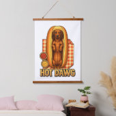 Hot Dawg Funny Dachshund Hot Dog Parody Cute Dog  吊り下げ型タペストリー (寝室)