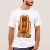 Hot Dawg Funny Dachshund Hot Dog Parody Cute Dog  Tシャツ (正面)
