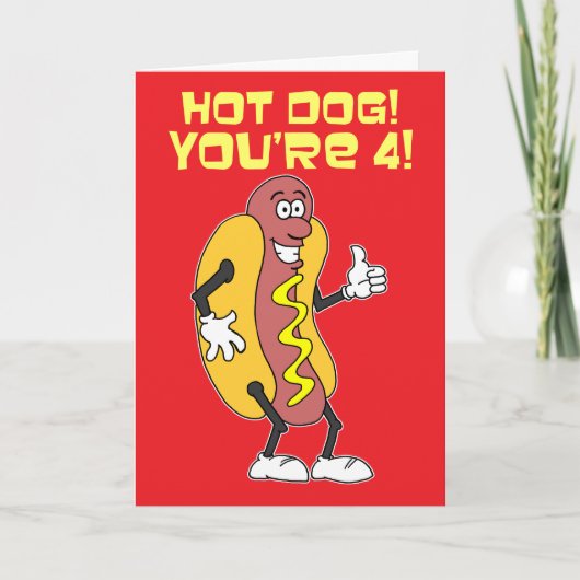 Hot Dog! 4歳のお誕生日おめでとう! カード (正面)