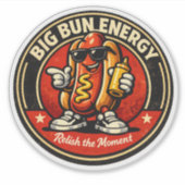 Hot Dog - Big Bun Energy - Foodie Fiends シール (正面)