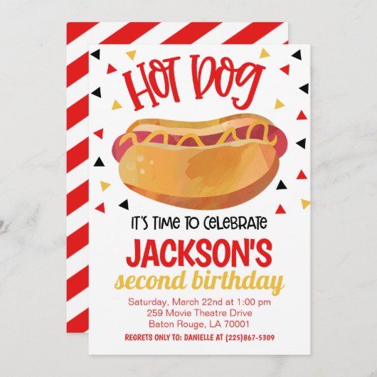 Hot Dog Birthday Party Invite 招待状 (正面/裏面)