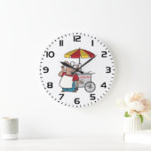 Hot Dog Cart Vendor Street Food Seller ラージ壁時計 (ホーム)