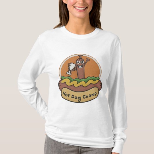 Hot Dog Champ Weiner Trophy Cute Foodie Tシャツ (正面)