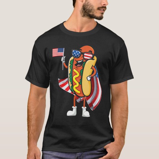 Hot Dog Day Sunglasses American Flag Usa 4th Of Ju Tシャツ (正面)