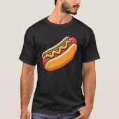 Hot Dog Illustration Fast Food  Tシャツ (正面)