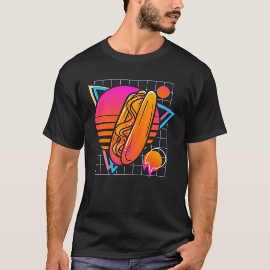 Hot Dog Retro 80s Style Vintage Tシャツ (正面)