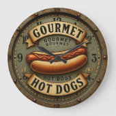 Hot Dog Retro Diner Kitchen ラージ壁時計 (正面)
