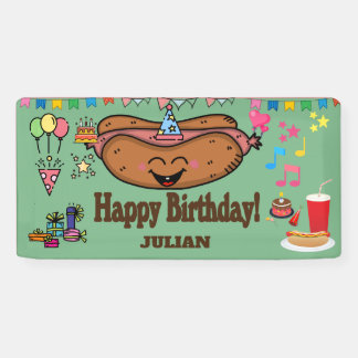 hot dog themed personalized birthday  横断幕