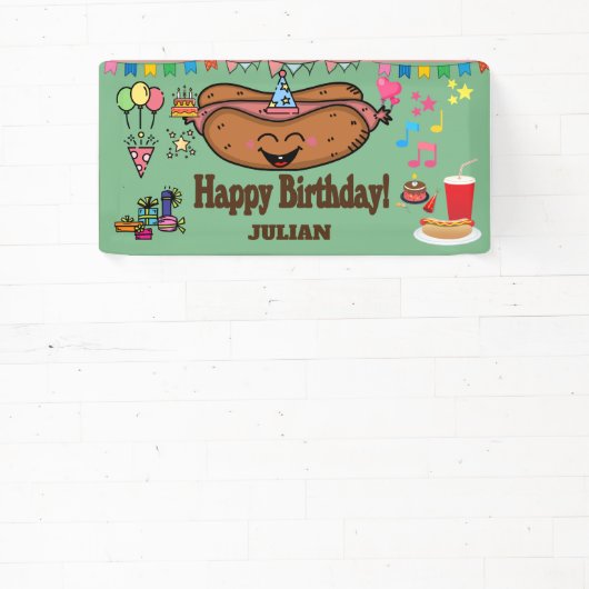 hot dog themed personalized birthday  横断幕 (インサイチュ)