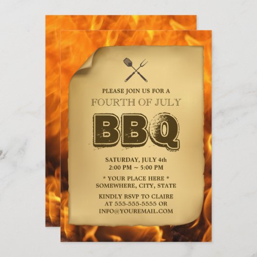 Hot Fire Annual 7月4日BBQパーティの招待状 招待状 (正面/裏面)