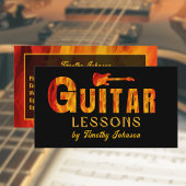 Hot Flaming Letters付きギターレッスンビジネスカード 名刺