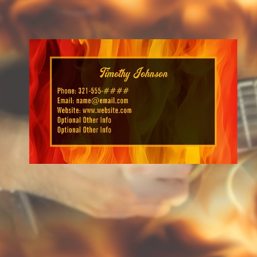 Hot Flaming Letters付きギターレッスンビジネスカード 名刺