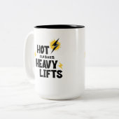 Hot Flashes. Heavy Lifts Coffee  ツートーンマグカップ (正面左)