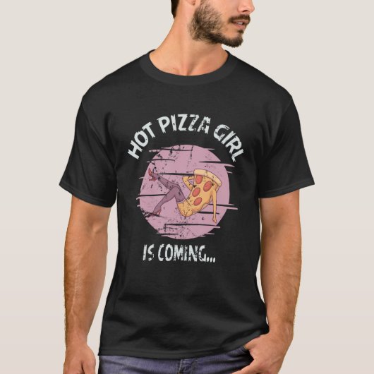Hot Food Pizza Delivery Girl On Scooter Costume Tシャツ (正面)