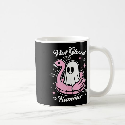 Hot Ghoul Summer Flamingo Ghost Summerween  コーヒーマグカップ (右)
