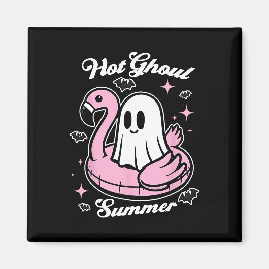 Hot Ghoul Summer Flamingo Ghost Summerween  マグネット (正面)