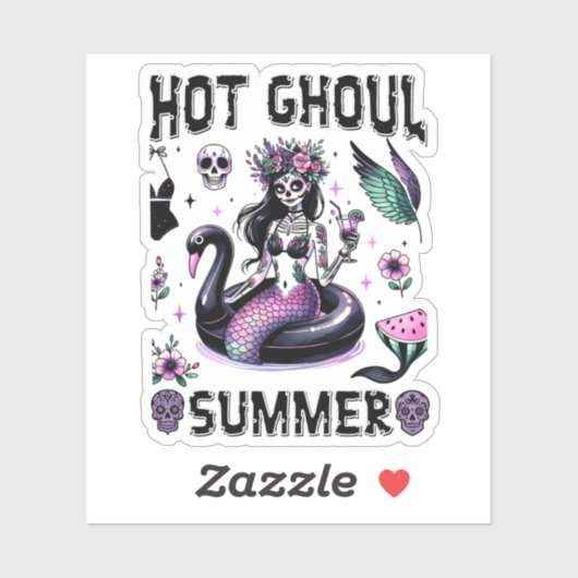 Hot Ghoul Summer Spooky Mermaid Goth Halloween シール (シート)