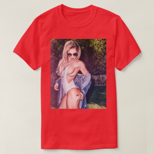 Hot Girl Graphic Tee  Beautiful Blonde Pinup Model Tシャツ (デザイン正面)