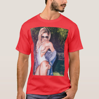 Hot Girl Graphic Tee  Beautiful Blonde Pinup Model Tシャツ