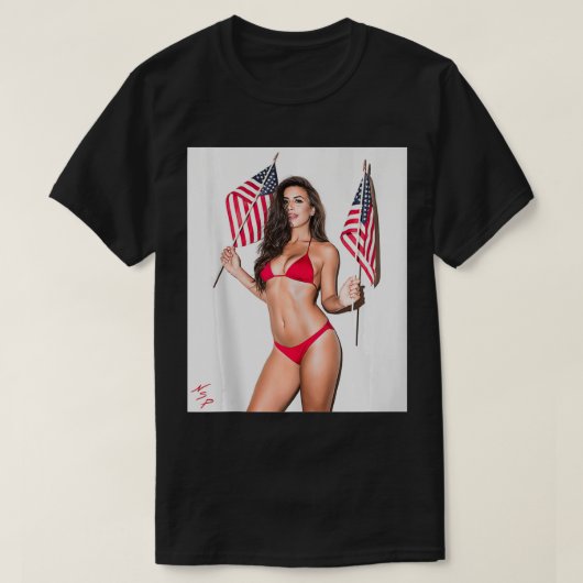 Hot Girl on  for Men  Sey Latina Patriotic US Flag Tシャツ (デザイン正面)