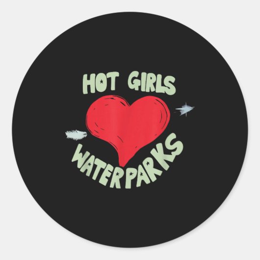 Hot Girls Love Water Parks Heart Arrow  ラウンドシール (正面)