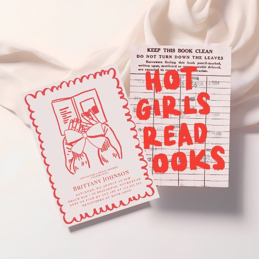 Hot Girls Read Books Literary Bridal Shower 招待状