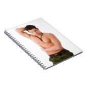 Hot Guy Gym Dude Big Biceps Weight Training Camo ノートブック (右側)