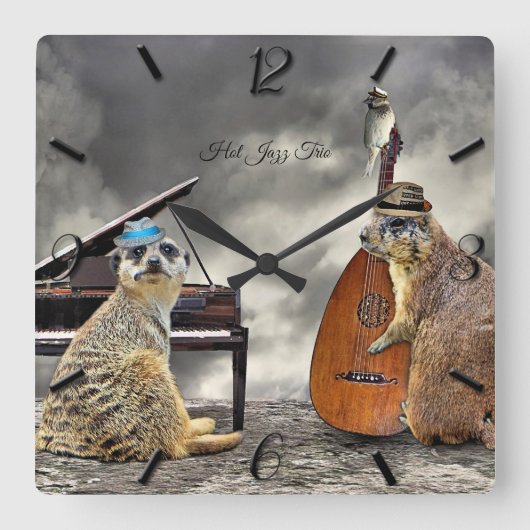 Hot Jazz Trio スクエア壁時計 (正面)