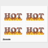 HOT - letters in fire and molten lava 長方形シール (シート)