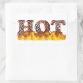 HOT - letters in fire and molten lava 長方形シール (バッグ)