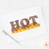 HOT - letters in fire and molten lava 長方形シール (封筒)