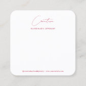 Hot Magenta Handwritten Script Jewelry Display スクエア名刺 (正面)