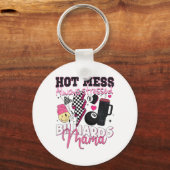 Hot Mess Always Stressed Billiards Mama Mother's D キーホルダー (正面)