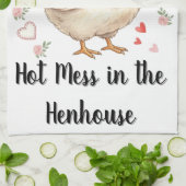 Hot Mess in the Henhouse Valentine Chicken キッチンタオル (折り畳み)