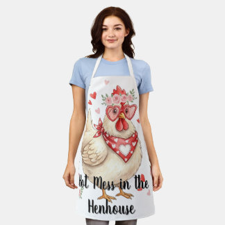 Hot Mess in the Henhouse Valentine Chicken Apron エプロン