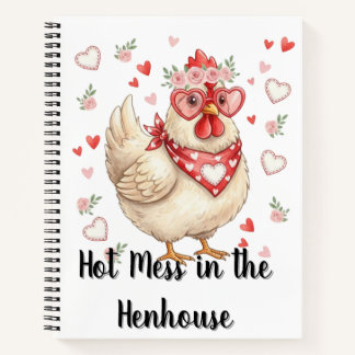 Hot Mess in the Henhouse Valentine Chicken Grid ノートブック