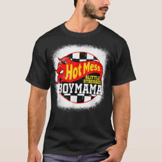 Hot Mess Little Stressed Boy Mama Racing Cars Tシャツ