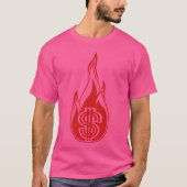 hot money burn spend fire flame torch dollar symbo tシャツ (正面)