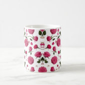 Hot Pink 3D Rose Pattern Classic Mug | Seamless コーヒーマグカップ (中央)