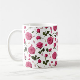 Hot Pink 3D Rose Pattern Classic Mug | Seamless コーヒーマグカップ