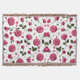 Hot Pink 3D Rose Pattern Cozy Throw Blanket  スローブランケット