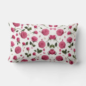 Hot Pink 3D Rose Pattern Throw Pillow ランバークッション (裏面)