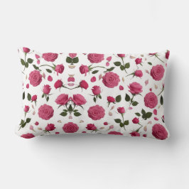 Hot Pink 3D Rose Pattern Throw Pillow ランバークッション
