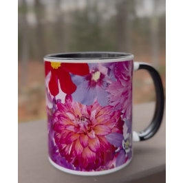 Hot Pink Abstract Floral Dahlia Coffee マグカップ